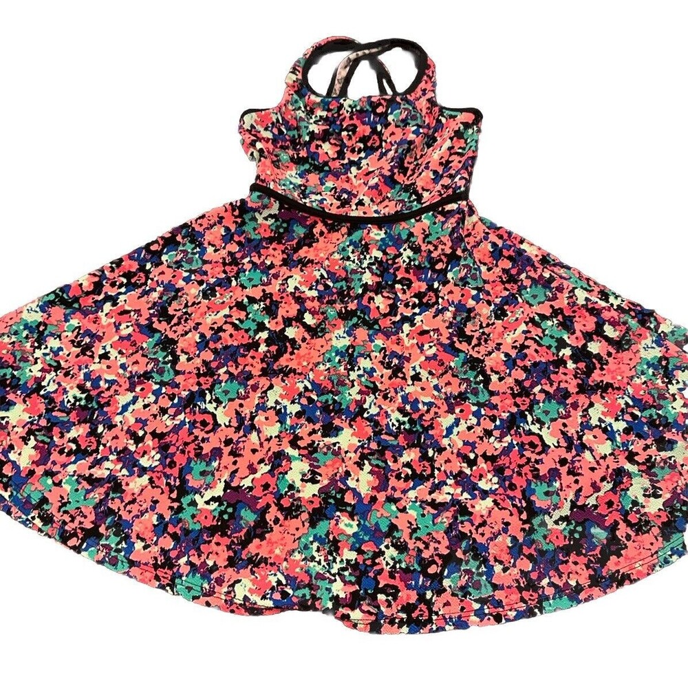 Izzy & Addie  Girls Hit Pink Abstract Sleeveless  Fit & Flare Dress Sz 12